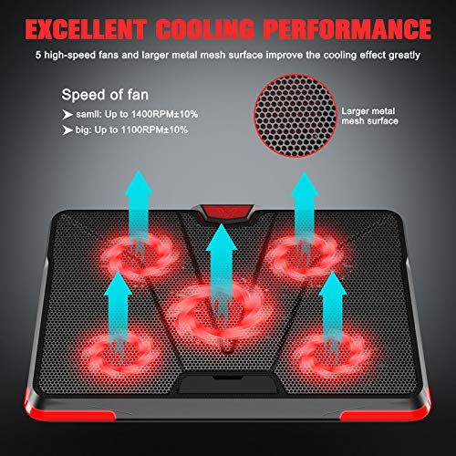 STOON-Laptop-Cooling-Pad-Laptop-Cooler-with-5-Adjustable-Quiet-Led-Fans-Portable-Slim-2-USB-Ports-Laptop-Fan-for-12-17-Gaming-Laptop-Cooling-pad-Switch-Control-Fan-Speed