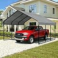 RITERYIFER 10x15FT Carport - Heavy Duty Canopy with Reinforced Galvanized Steel Frame & Roof, All-Weather Metal Car Port for 1 Car, Boats, Tractors, Pickup Trucks or Party Shelter