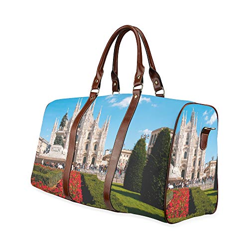 Baby Weekend Bag Unusual Beautiful Milan Cathedral Waterproof Microfiber Leather Carryon Bag Mens Sports Duffel Bag Overnight Travel Bag Travel Bag For Men Bath Travel Bag