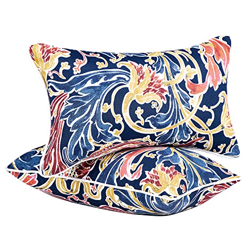 Outdoor lumbar pillows with insert, set of 2