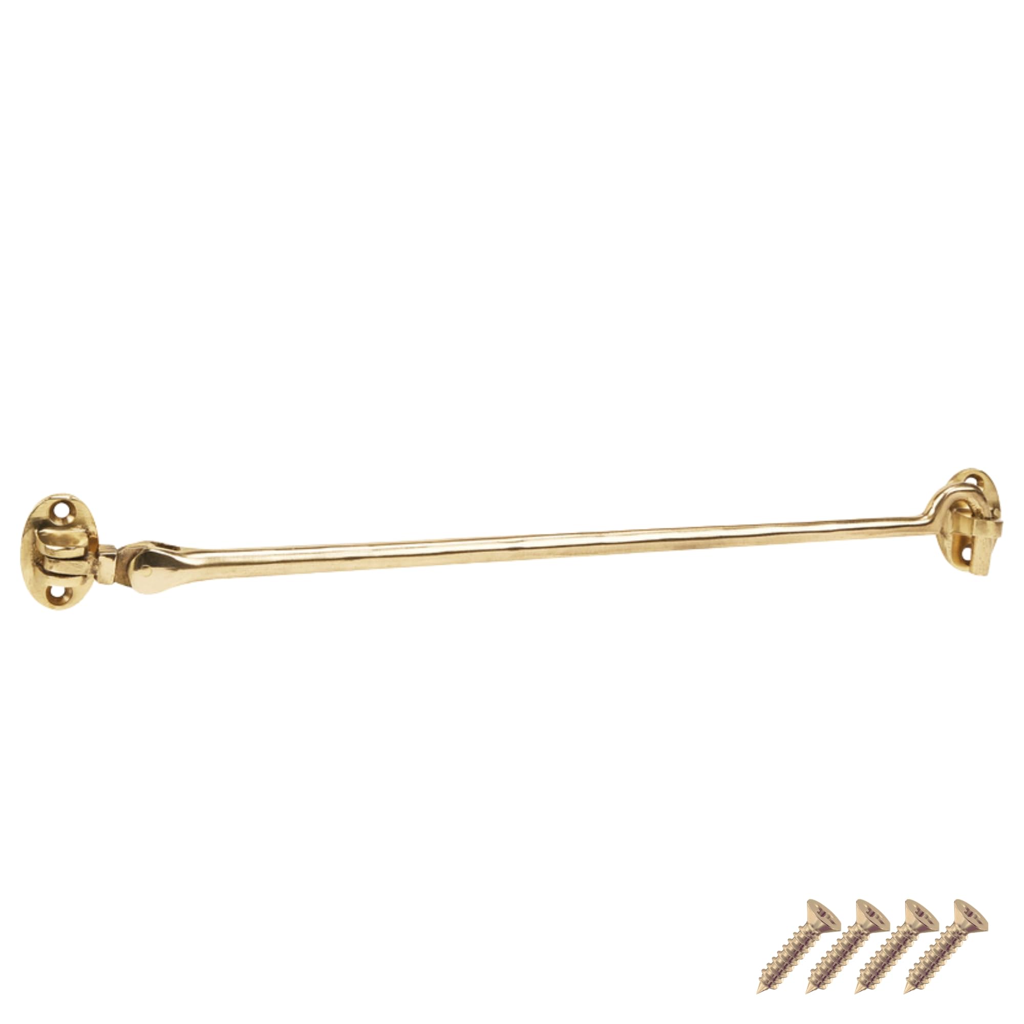 Keypak Brass Cabin Hook 300mm – Heavy Duty Door & Gate Holder, Traditional Extended Hook Latch