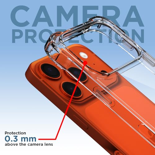 Image of Pikkme Back Cover for iPhone 17 Pro PC + TPU Clear Transparent Raised Edges Shockproof Protective Phone Bumper Case(Transparent)