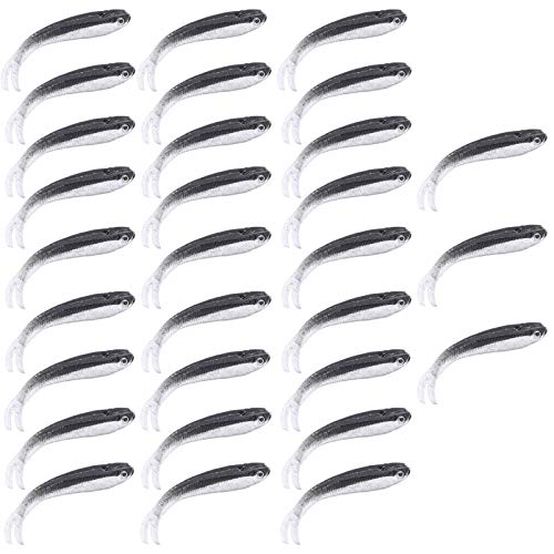 MIZOMOR 30 Pcs Fishing Lures for Bass Paddle Tail Fishing Swimbaits Lures Soft Plastic Split Tail Bass Fishing Bait Kit for Fishing Trout Perch Pike Freshwater Saltwater