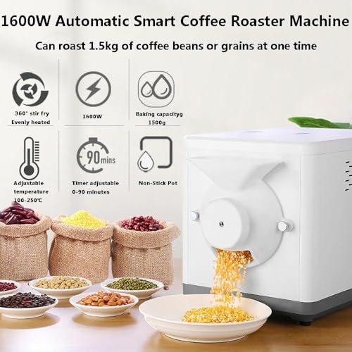High-Performance Coffee Roaster Machine, 1600W Power, 1500g Large Capacity, 90-Min Timer & Accurate Temperature Control for Home & Commercial Use - Image 3