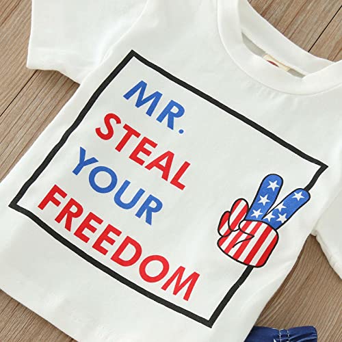 MRAFDGFB Conjunto para bebês meninos meninos e crianças pequenas dia da independência verão manga cu