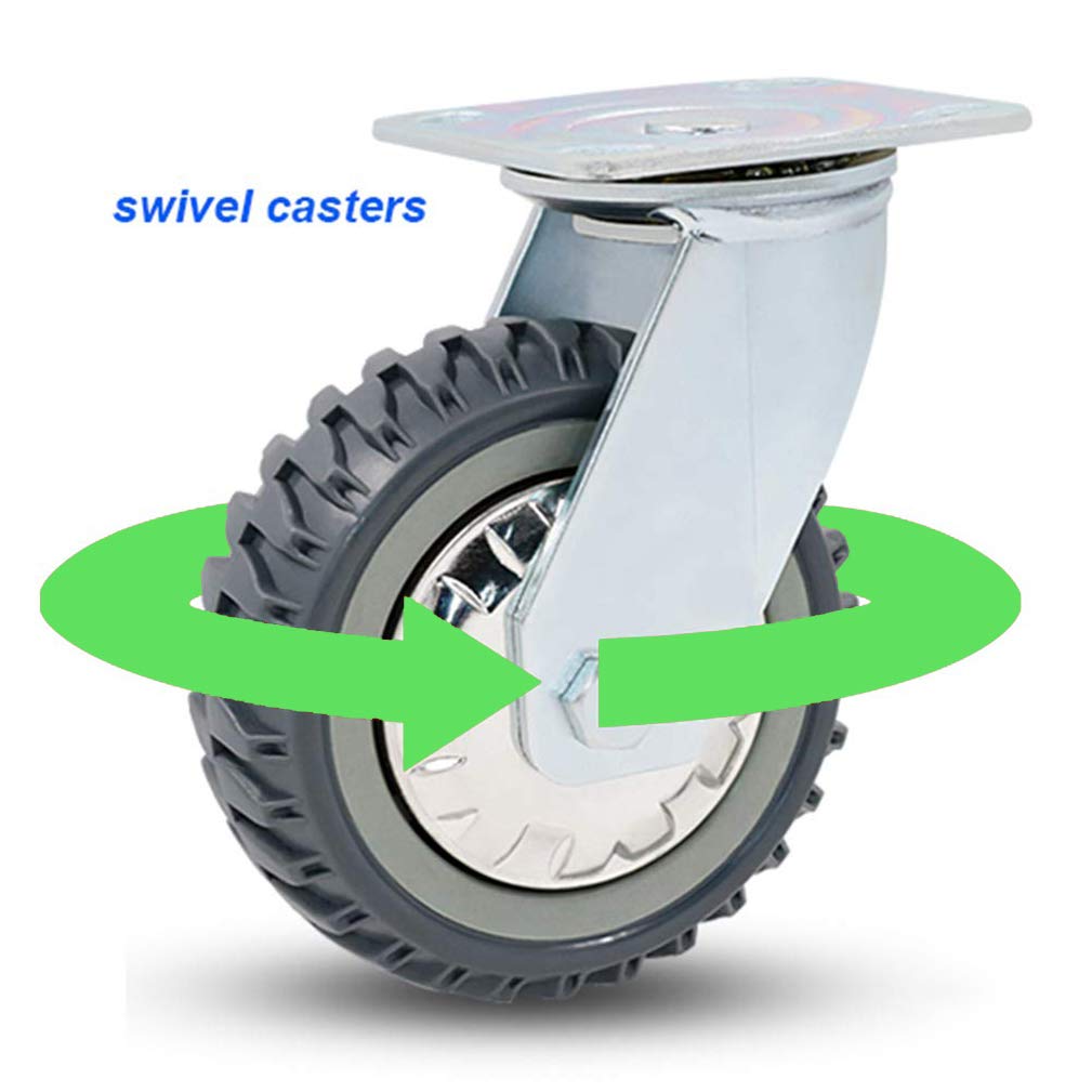 Lot de 4 roulettes pivotantes Robustes en Acier, capacité de Charge de 1 490 kg, avec Frein de sécurité, roulettes d'établi en Caoutchouc, roulettes de Transport, pour Meubles, équipements e