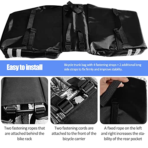 Tyuodna 30L Waterproof Bike Pannier Bag, Bike Rear Double Pannier Bag, Bicycle Pannier Rear Rack Bags with Reflective Stripe, for Commute, Travel and Picnic - Image 5