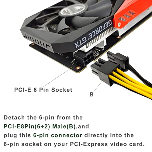 Divisor PCIe 8 pines hembra a doble 8 pines macho cable divisor GPU VGA de 24 cm 6