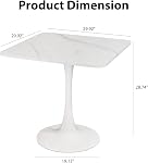 30" Square White Modern Dining Table - Faux Marble Tulip Kitchen Table with Heavy Duty Pedestal Metal Base, Mid-Century Bistro Table for Small Spaces, Apartment, Dining Room, 2-4 People