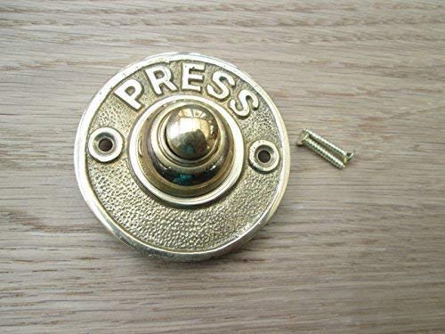 IRONMONGERY WORLD®Solid Brass Bell Push Door Bell Push Wired (Round Circle Antique Vintage)