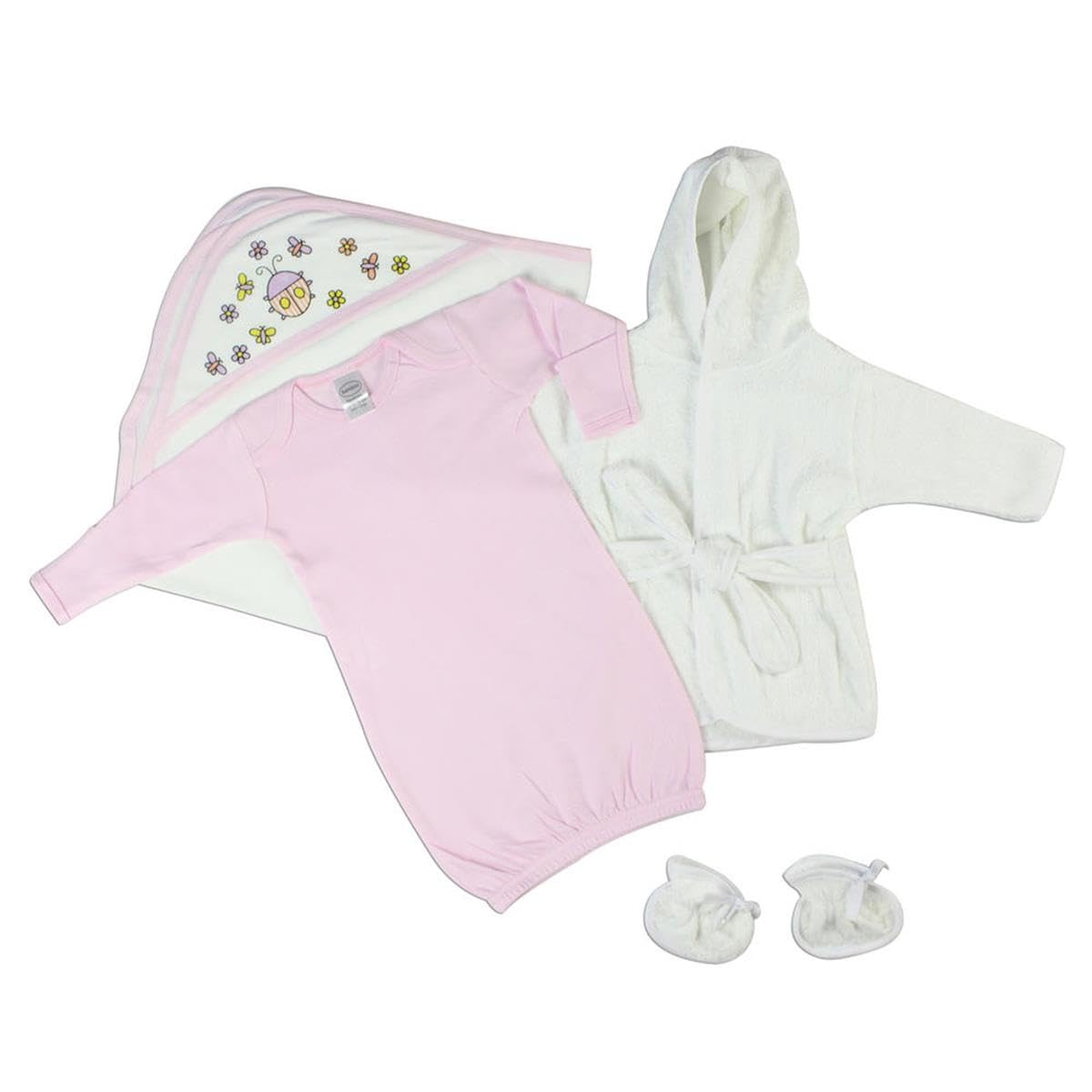 Bambini NCF-0406L Baby Girl Layette Sets White & Pink - Large - 3 Piece