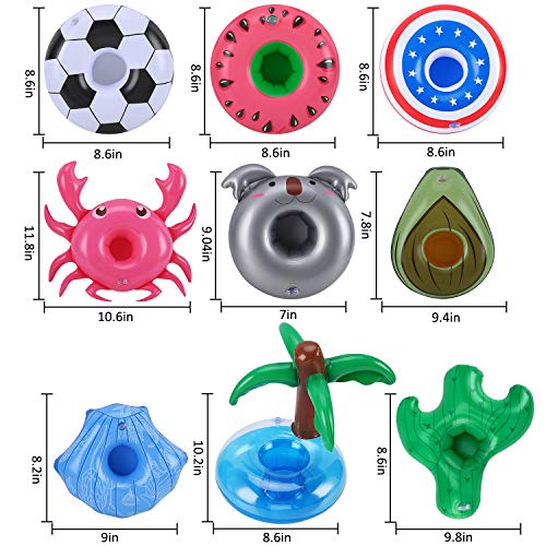Green Vivid Inflatable Drink Holder 17 Pack,With Bigger Pink Moltres Inside,Pool Drink Holder Floats For Parties And Kids Water Fun Toys,Drink Floats For Pool #TOP2