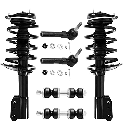 Image of Detroit Axle - Front 6pc Struts Kit for 2002-2007 Buick Rendezvous, 2001-2005 Pontiac Aztek, Outer Tie Rods Sway Bars Struts w /Coil Spring 2003 2004 Replacement Suspension