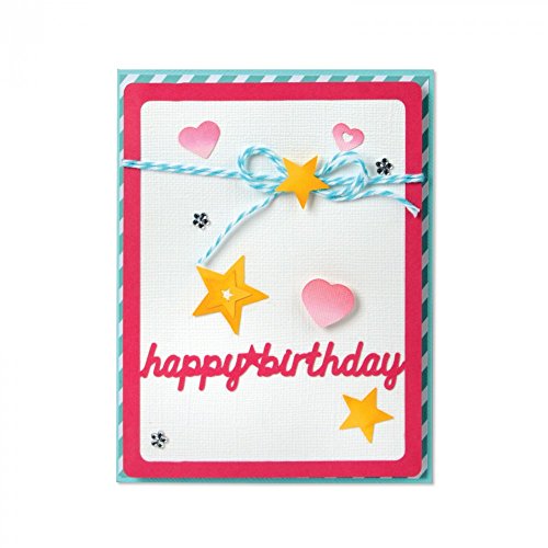 Sizzix 661563 Framelits Die Set, Card Front W/Script Words Drop-Ins by Stephanie Barnard (16/Pack)