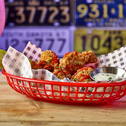 Cesta para comida de plástico lavable Genware roja con rejilla ventilada pack de 6 4