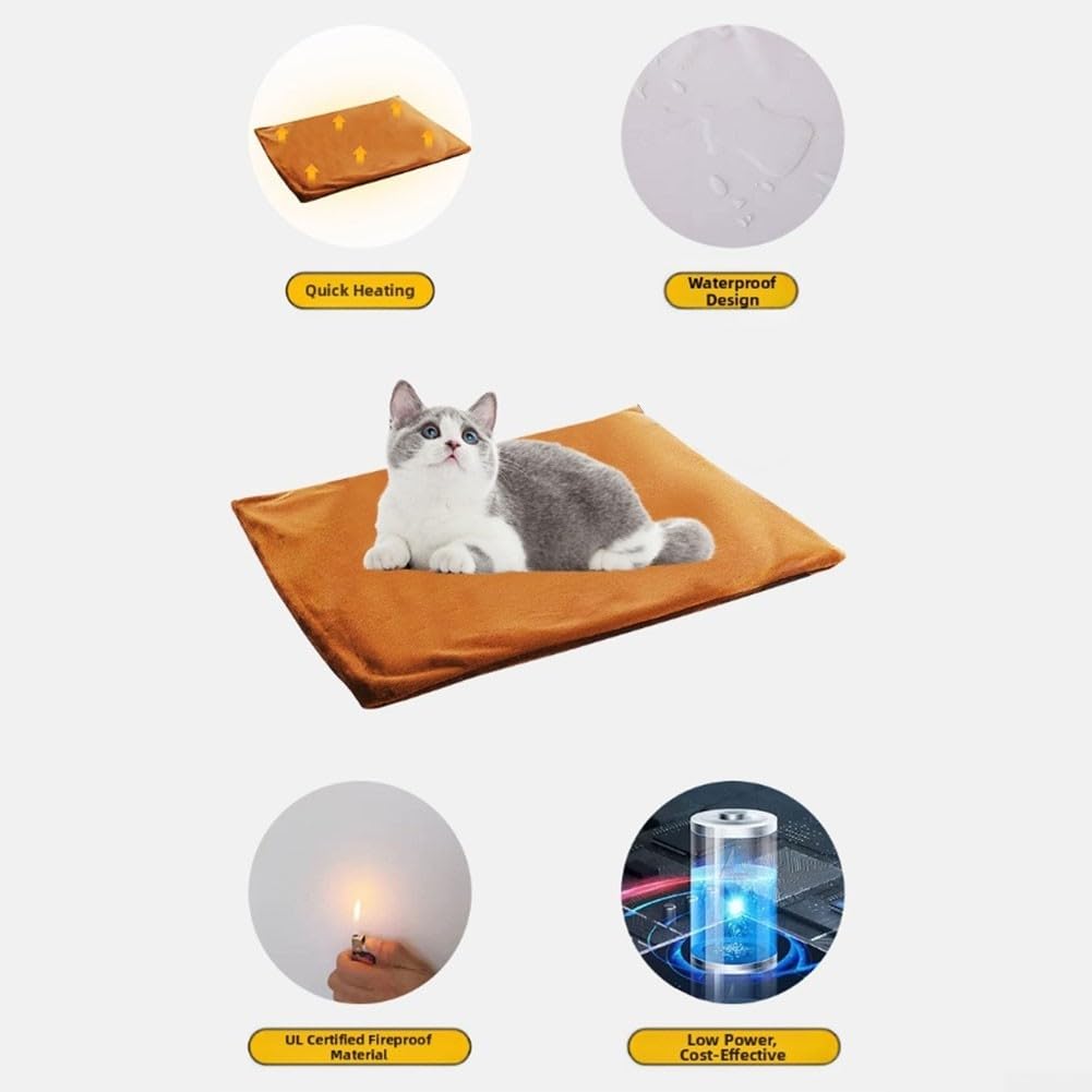 Sedile riscaldato per animali domestici, cuscino riscaldante elettrico con timer e temperatura regolabili, cavo impermeabile IP68, resistente alla masticazione, copertura in morbido velluto per cani