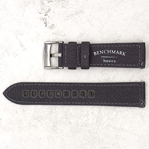 Image of Benchmark Canvas Watch Band - Quick Release Cotton Fabric Watch Straps for Men & Women (18mm, Grey)