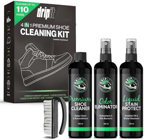 Shoe Cleaner Kit 120ml Cleaning Kit with Brush,Odor Eliminator & Stain Protector, White Sneaker Cleaner Kit,Cleaning for Tennis Shoe Suede Mesh Knit Leather Shoe, Running Shoes,Boots