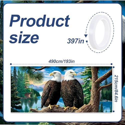 Image of 16x7ft Majestic Eagles Perched Garage Door Banner- Bald Eagles on Tree Branch Backdrop, Large Hanging 2 cars Garage Decorations - for Veterans Day Patriotic Outdoor Background Sign, Rustic Wall House Decor