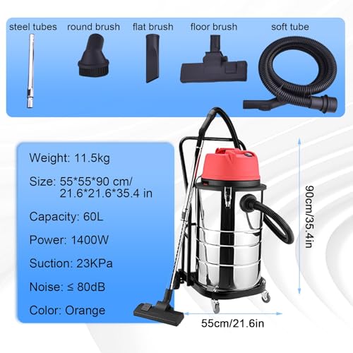 Aspiradora húmeda y seca 60L 1400W con cable largo miniatura 5