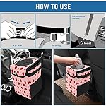 Cute Strawberry Collapsible Reusable Waterproof Car Trash Can with Lid, Automotive Garbage Can, Car Organizer - Image 7