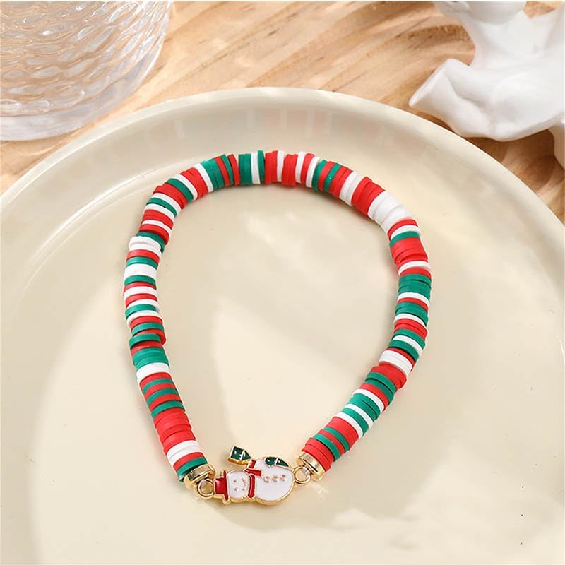 coadipress Christmas Bracelets Set Heishi Surfer Polymer Clay Beaded Stacks Stretch Layering Friendship Bracelet Joy Noel Hohoho Merry Bracelets Holiday Party Xmas Jewelry Gifts - Image 4