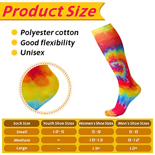 Geyoga 2 Pairs Tie Dye Socks Novelty Kids Soccer Socks Unisex Casual Pattern High Socks Soccer Socks Colorful Softball Socks Compression Socks (Small) #TOP1