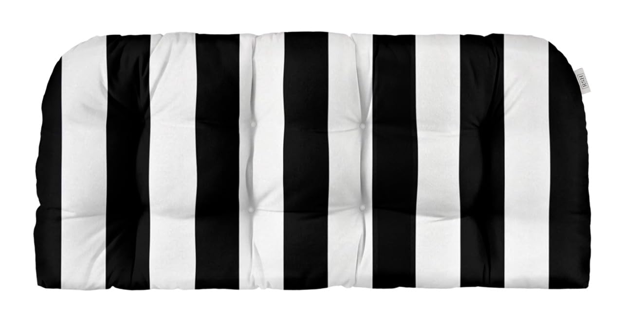 RSH Decor: Tufted Wicker Loveseat Cushion | 41" x 19" | All-Weather Spun Fabric | Water and Fade-Resistant | Outdoor Settee Cushion for Patio