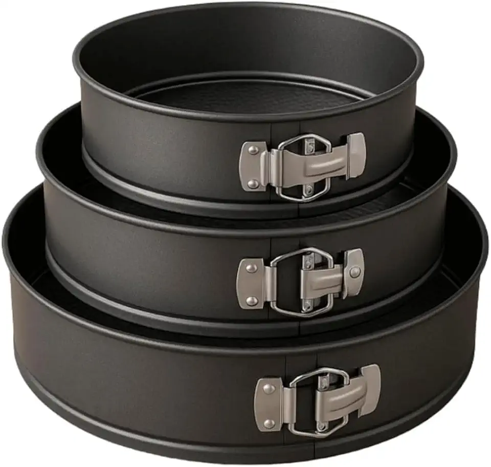 Kit 3 Formas Redondas Fundo Removível Assadeira Antiaderente - Forma de Bolo e Torta Redonda de Alumínio com Fundo e Aro Removível Premium MyBrins