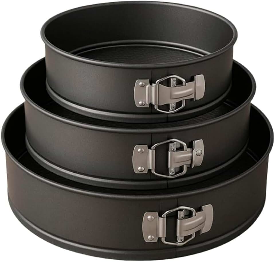 Kit 3 Formas Redondas Fundo Removível Assadeira Antiaderente - Forma de Bolo e Torta Redonda de Alumínio com Fundo e Aro Removível Premium MyBrins