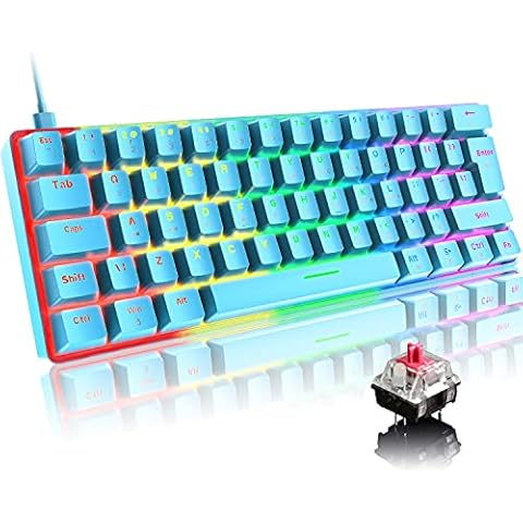 Mini 60% Gaming-Tastatur Kabelgebundene mechanische Keyboard, Kompakte Tragbare 62 Tasten, UK-Layout, 19 RGB-Chroma-Backlit, Abnehmbarer USB-Typ C Cover