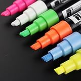 Fancy-fix 5mm Chisel Tip Liquid Chalk Marker Pen Pack of 6 Colors