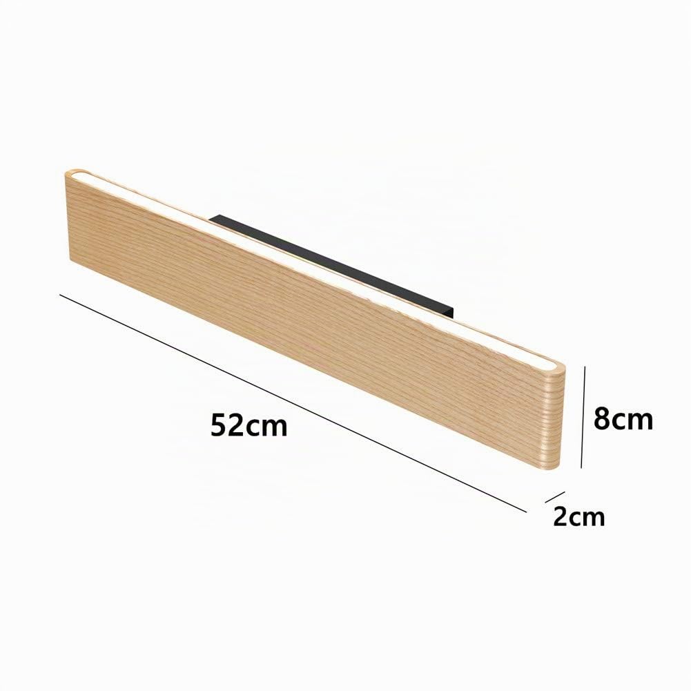 Aplique LED de Pared Interior de Madera - Lámpara de Arriba y Abajo para Sala de Estar, Dormitorio, Pasillo, Escalera - Iluminación Blanco Cálido (52cm)