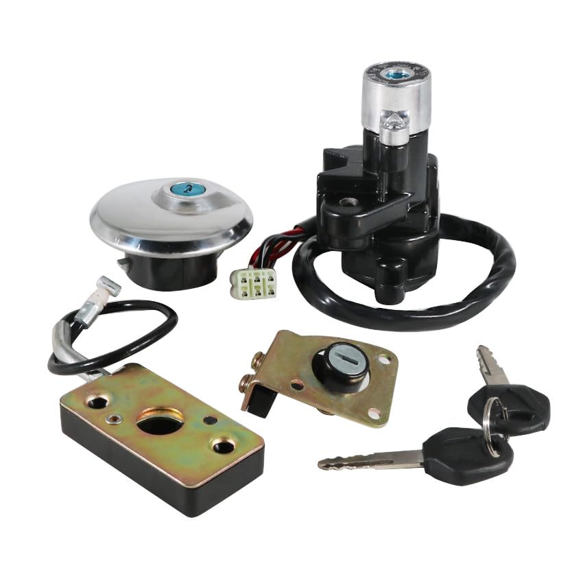 Ignition Switch Fuel Gas Cap Seat Lock Keys Replacement Kit for Suzuki GZ125 1998-2003, for Suzuki GZ250 1999-2011
