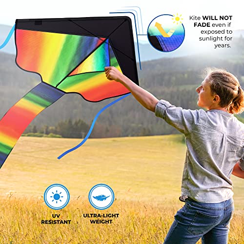 AGREATLIFE Rainbow Kite for Kids & Kites for Adults Easy to Fly, Kites