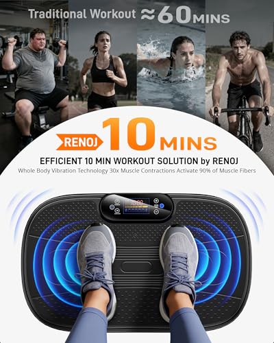 Vibration Plate Exercise Machine for Weight Loss and Lymphatic Drainage - 330lb Vibrating Platform for Home Gym Workout, Full Body Shaker Pilates Equipment with 2 Bands for Women and Men - Matte Black