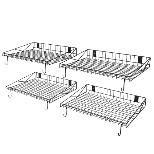 4 Pack Garage Wall Shelf, Garage Wall Mounted Shelving, Heavy