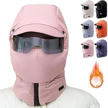 Agriculturi Waterproof Fleece-Lined Hood, Libiyi Fanyil Polardefender, Winter Windproof Full Cover Balaclava with Glasses Face Mask, Ski Mask Hoods Hat for Women Men