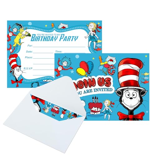 Kuailaihai Seuss Birthday Party Invitations