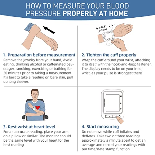 Sejoy Blood Pressure Monitor Wrist Bp Machine Cuff Automatic Digital Blood-Pressure Meter Large Backlit Display Battery Included #TOP5