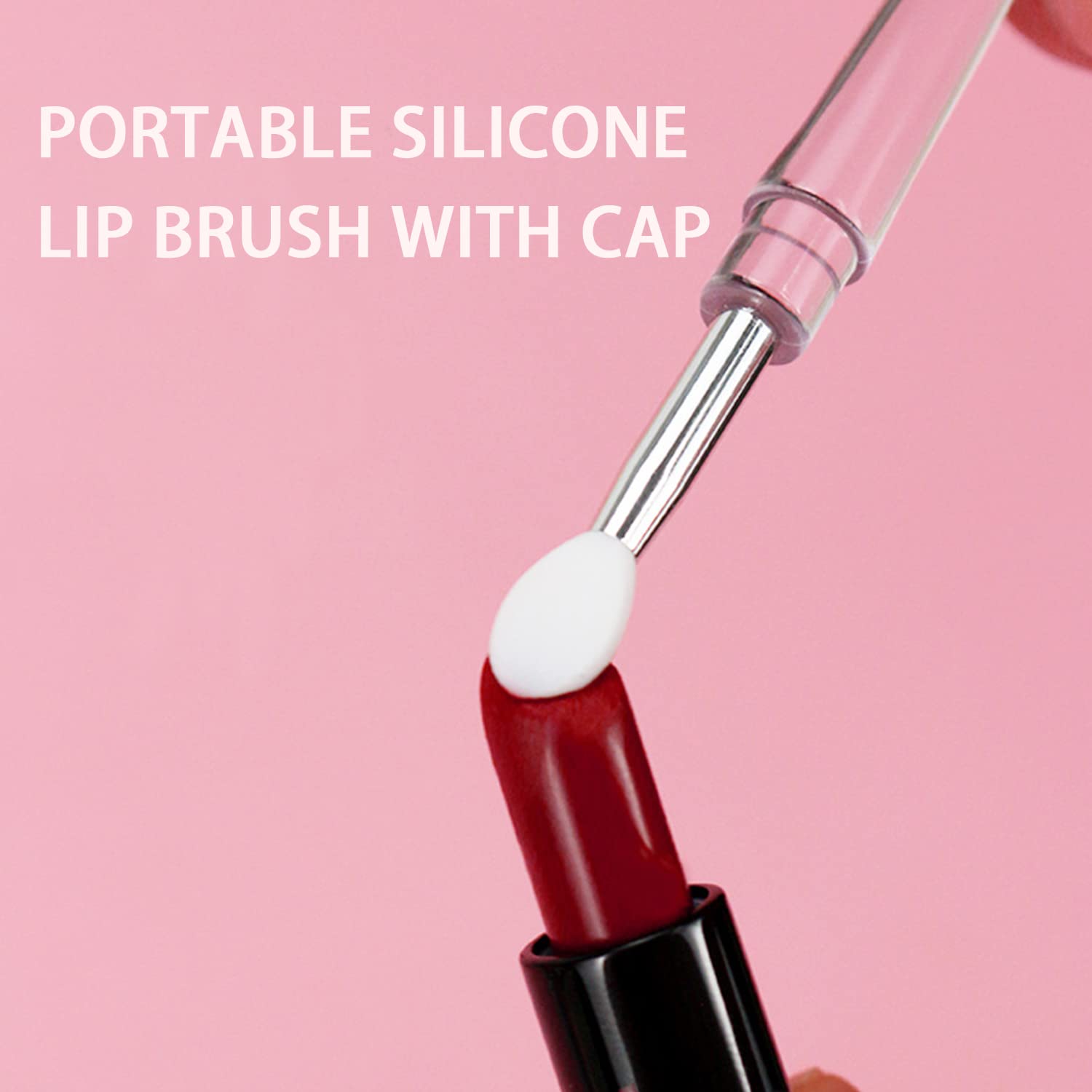 Mini spazzola per labbra con cappuccio, applicatore portatile in silicone riutilizzabile per rossetto, bacchette per lucidalabbra