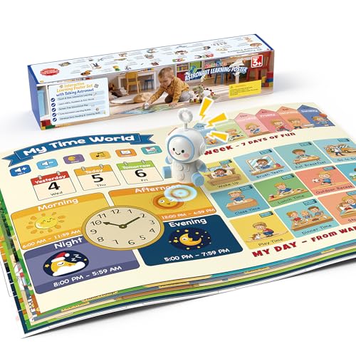 Image of Interactive Learning Posters with Talking Astronaut Pen Tap to Learn ABCs Numbers Colors and Words Screen Free Educational Toy for Toddlers Ages 3 to 5