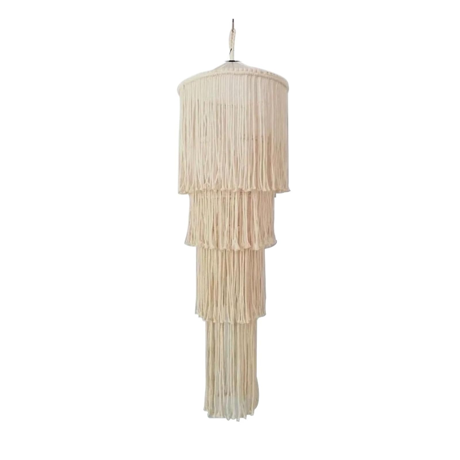 Eezii B Handwoven Woven Tapestry Lampshade Exquisite Classic Macrame Tassel Lamp Shade Creative Vintage Hanging Light Cover Living Room