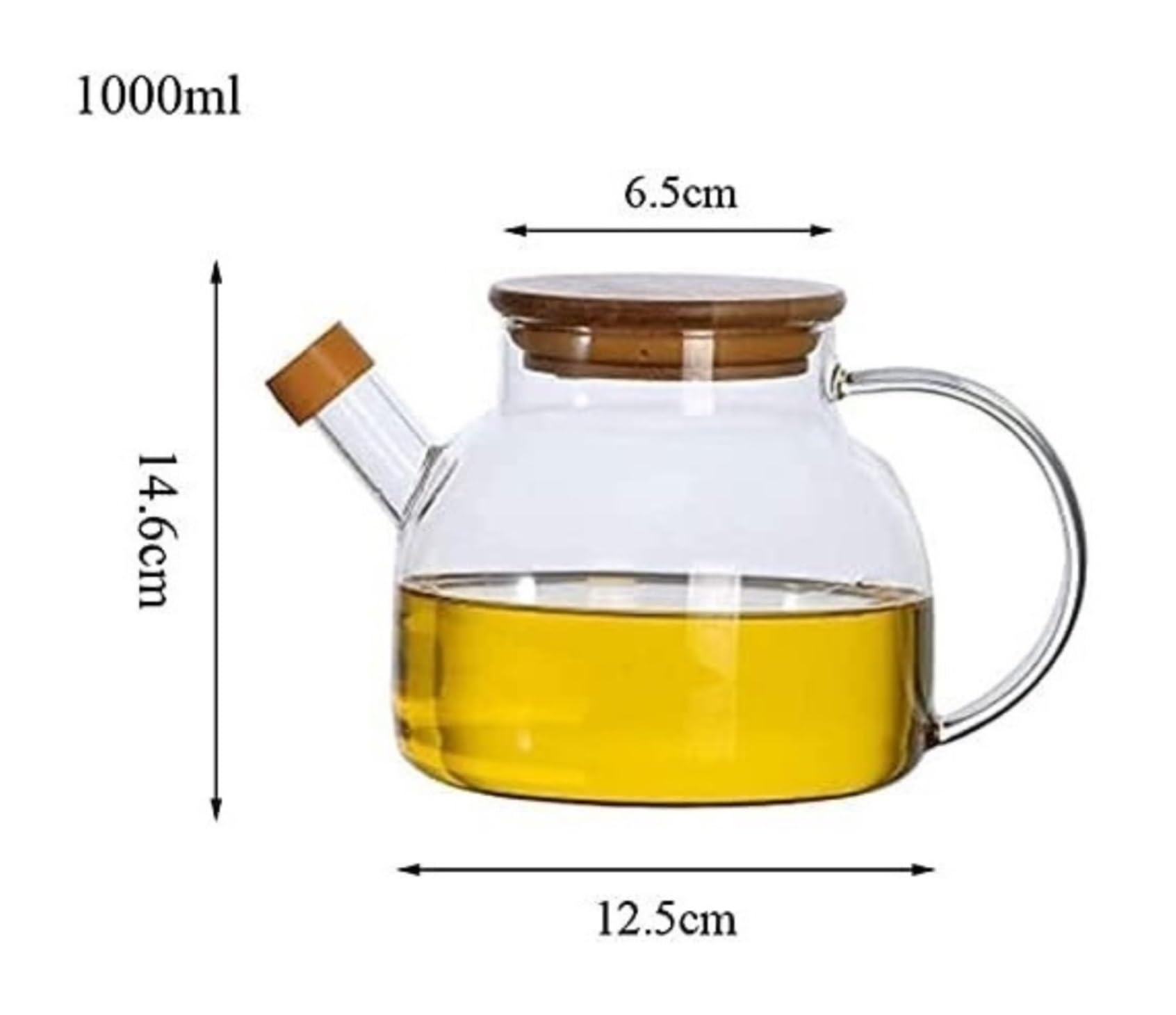 Distributore di Olio E Aceto, Bottiglia di Olio E Aceto, Bottiglia di Vetro A Prova di Perdite, Bottiglia di Olio Trasparente, Coperchio in Legno per Cucinare,