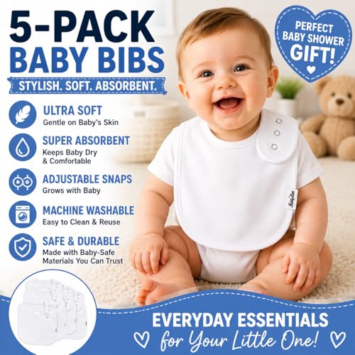Image of KiddyStar Premium Organic Cotton Bibs for Drooling & Teething Babies