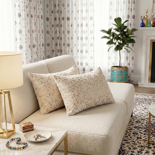 Image of RD TREND Velvet Rectangular 12x18 Inches Cushion Covers Set of 2 | Throw Pillow Covers for Sofa, Bed & Living Room | Perfect for Home Decor Cream Caramel