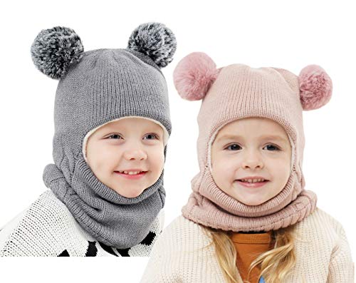 Image of Baby Girls Boys Winter Hat Scarf Kids Earflap Hood Scarves