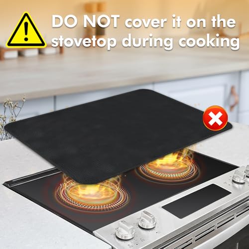 Image of 2 Pack Heat Resistant Mat - 30 inchx21 inch Stove Top Covers for Electric Stove, 15 inchx18 inch Countertop Mat, for Ceramic Glass Cooktop Protector, Flat Top Oven Cover, Prevents Scratching