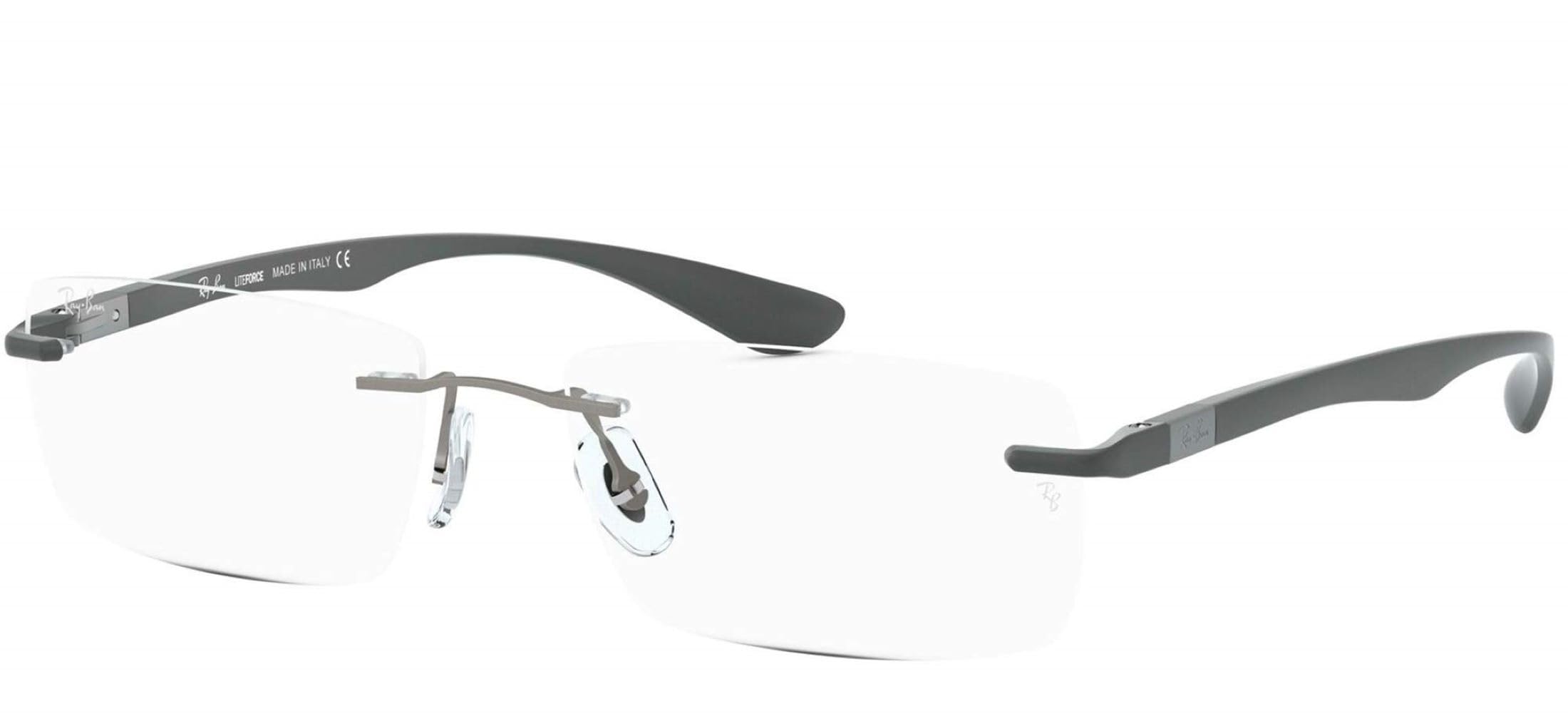 Ray-Ban RX8724 Titanium Rectangular Prescription Eyeglass Frames, Gunmetal/Demo Lens, 56 mm + 0