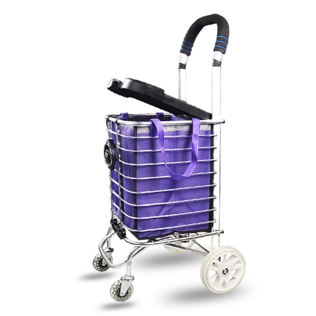 Trolley-Ersatztasche, Trolley-Tasche, Einkaufswagen, Einkaufswagen, Treppensteigwagen, Sitzwagen, faltbar, mit Abdeckung zum Sitzen, 4 Räder, abnehmbar, Canvas, abnehmbare Tasche